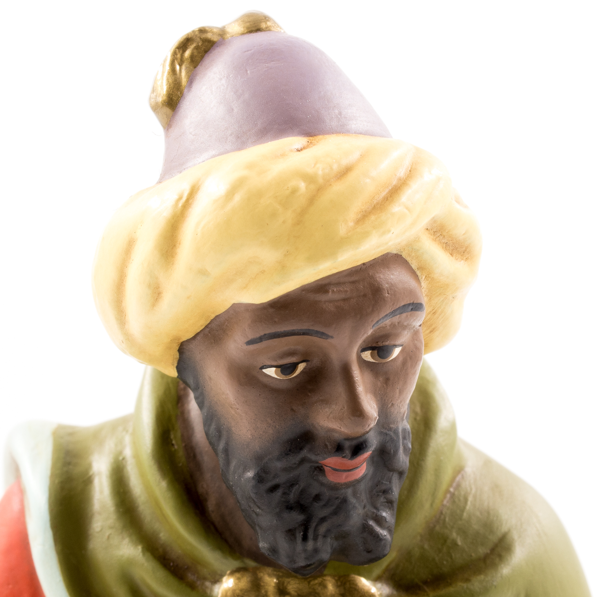 Handbemalte Krippenfigur: Heiliger König mit Turban