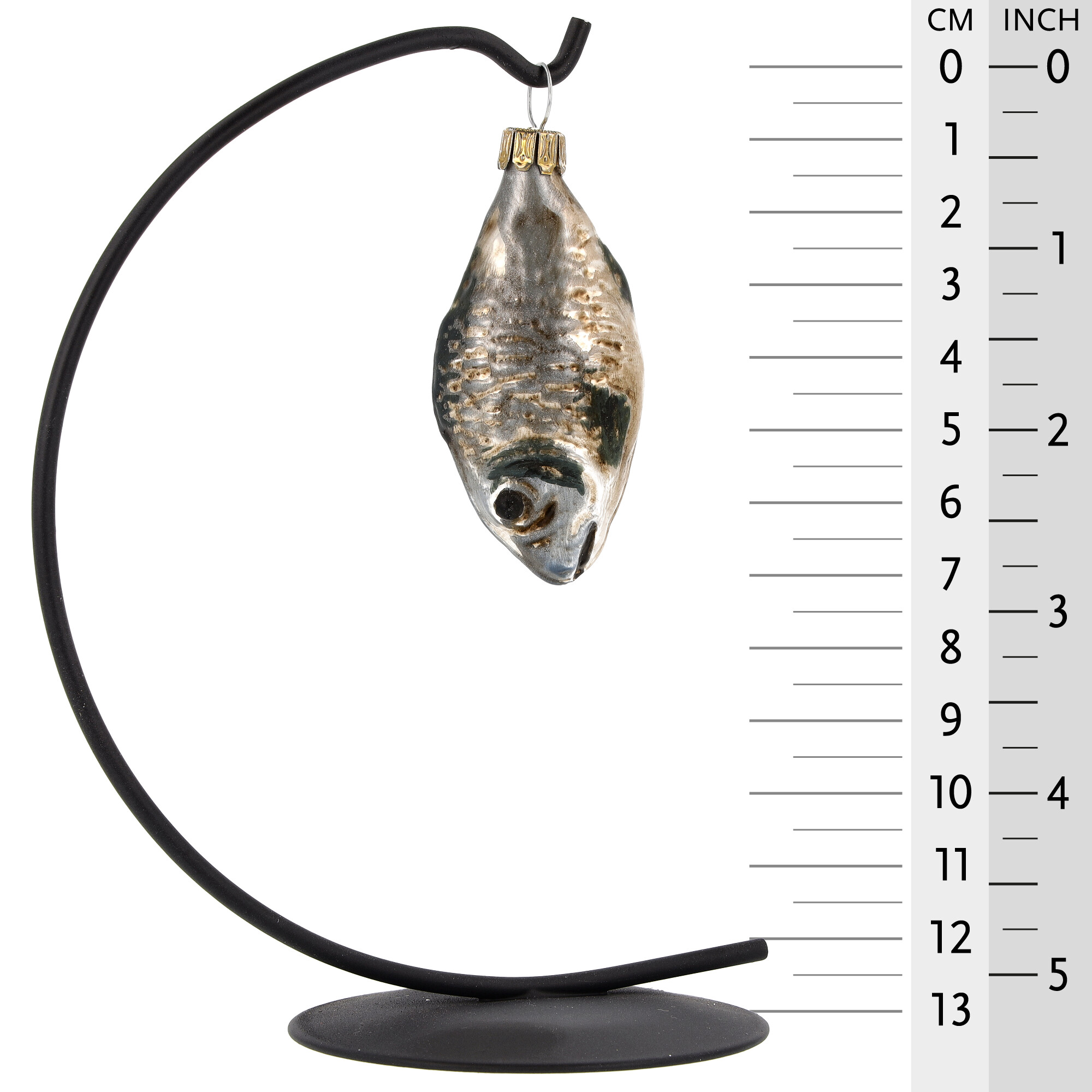 Fisch Christbaumschmuck aus Glas am Ständer, 6 cm
