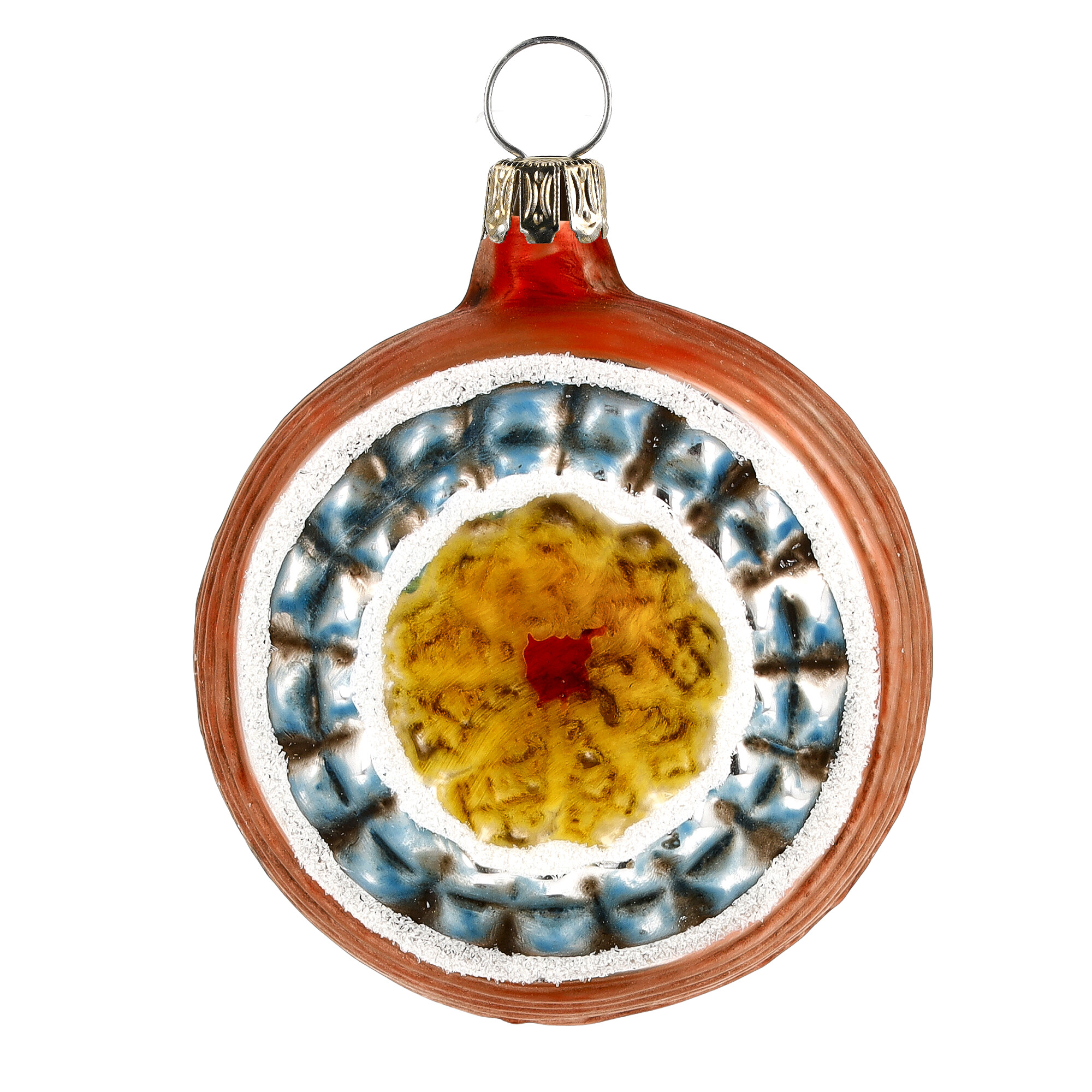 Nostalgisches Glasornament - Doppelreflex gelb