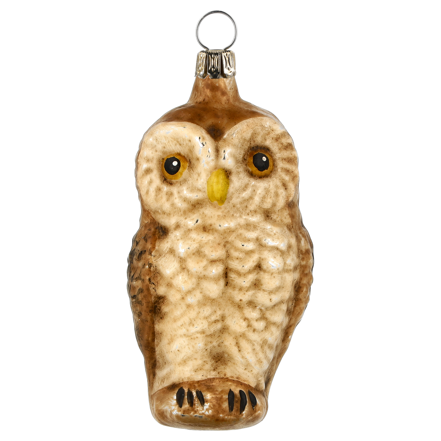 Weihnachtsbaumanhänger Eule aus Glas, braun