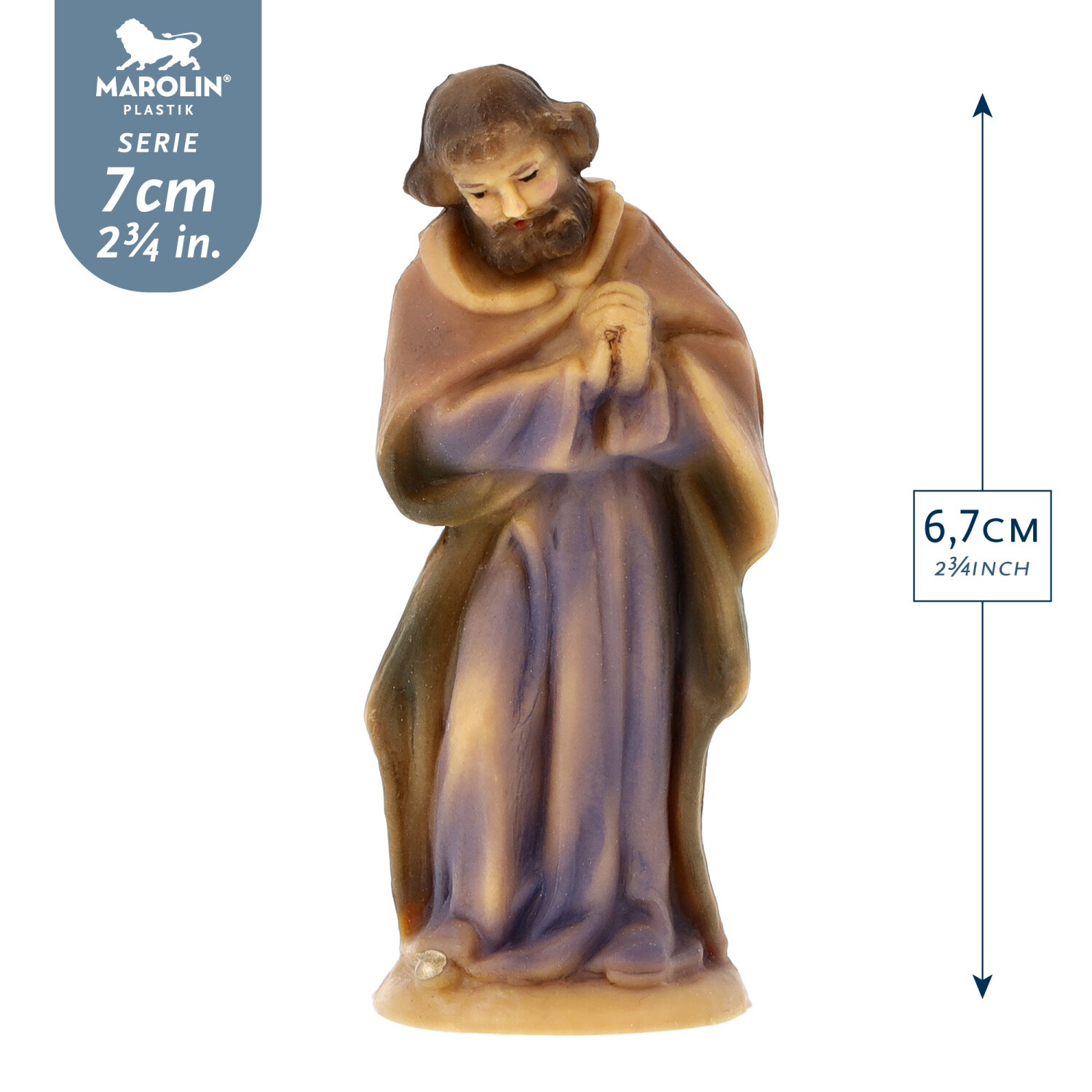 Krippenfigur betender Mann aus Kunststoff, 7 cm