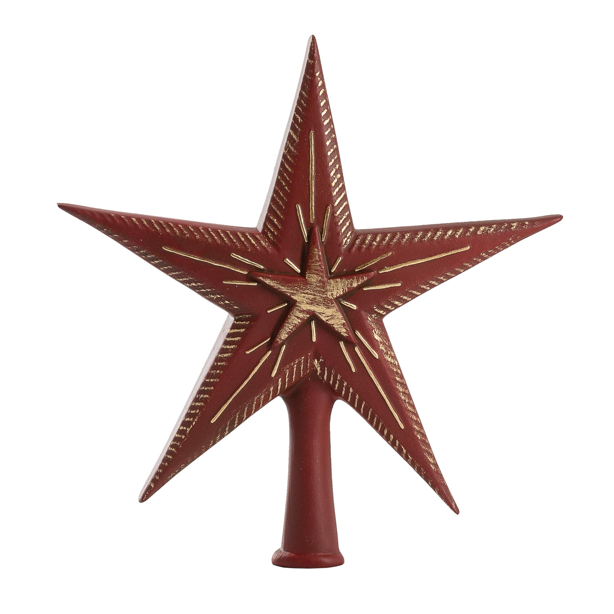 Weihnachtsbaumspitze Stern, rot mit Goldakzenten