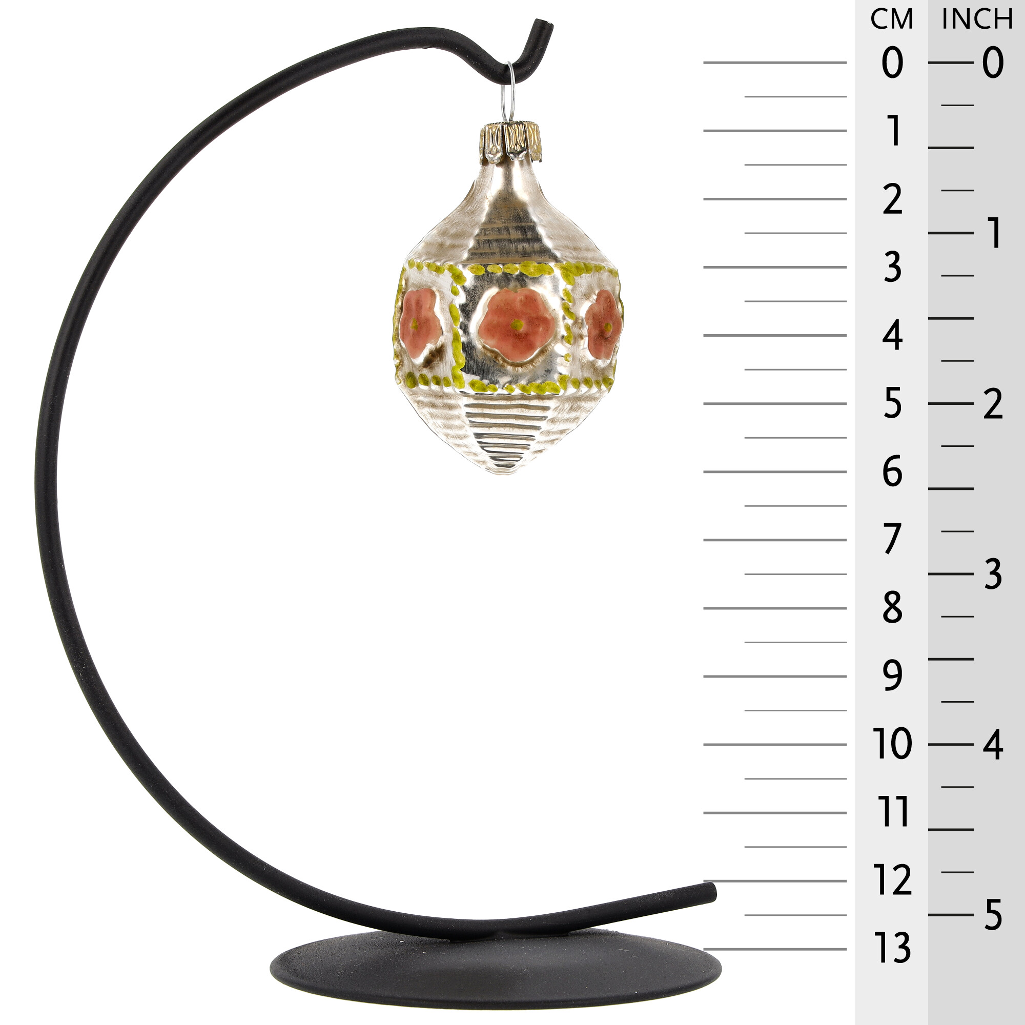 Nostalgisches Glasornament - Sechseck mit Blüten
