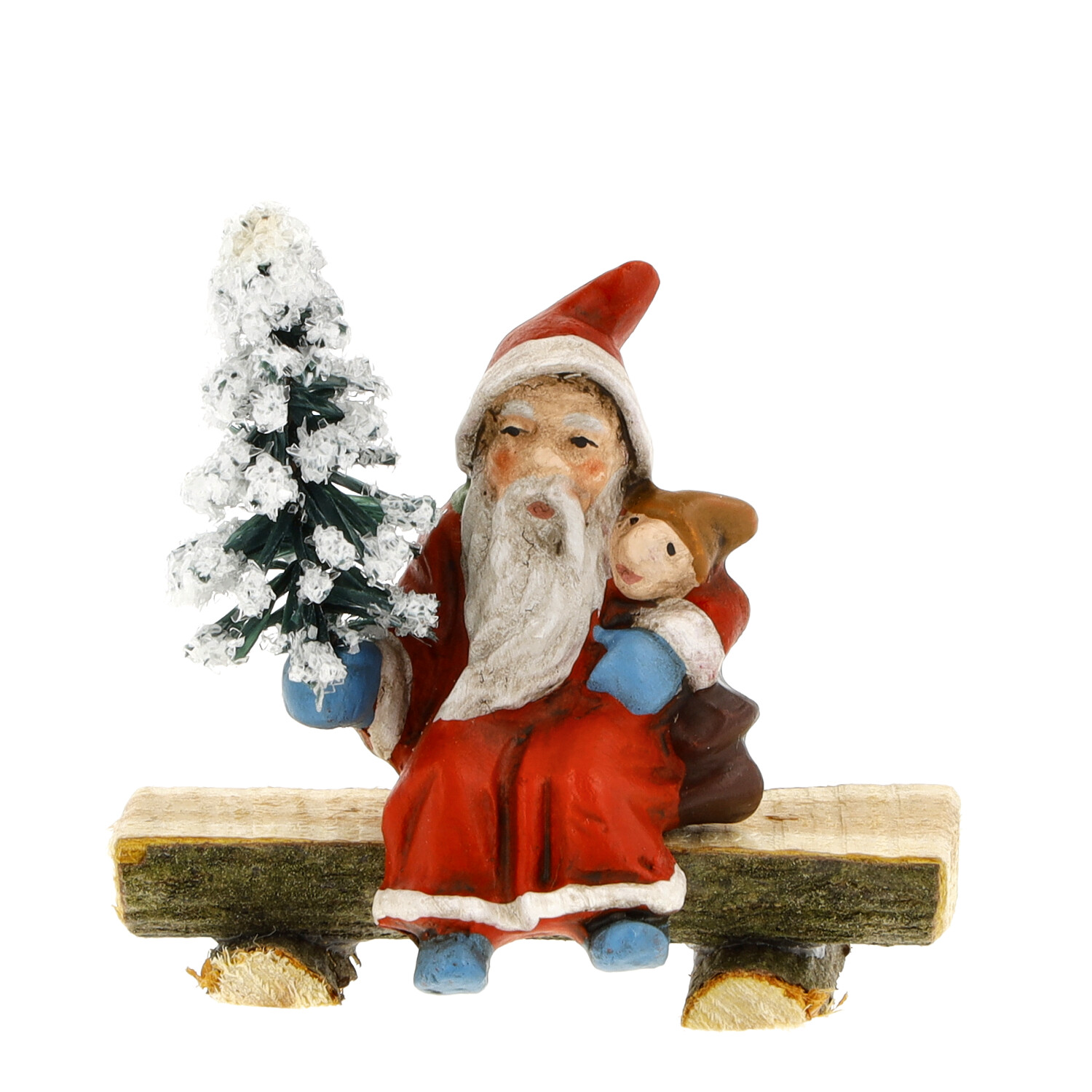 Miniaturweihnachtsmann auf Bank - Marolin - made in Germany