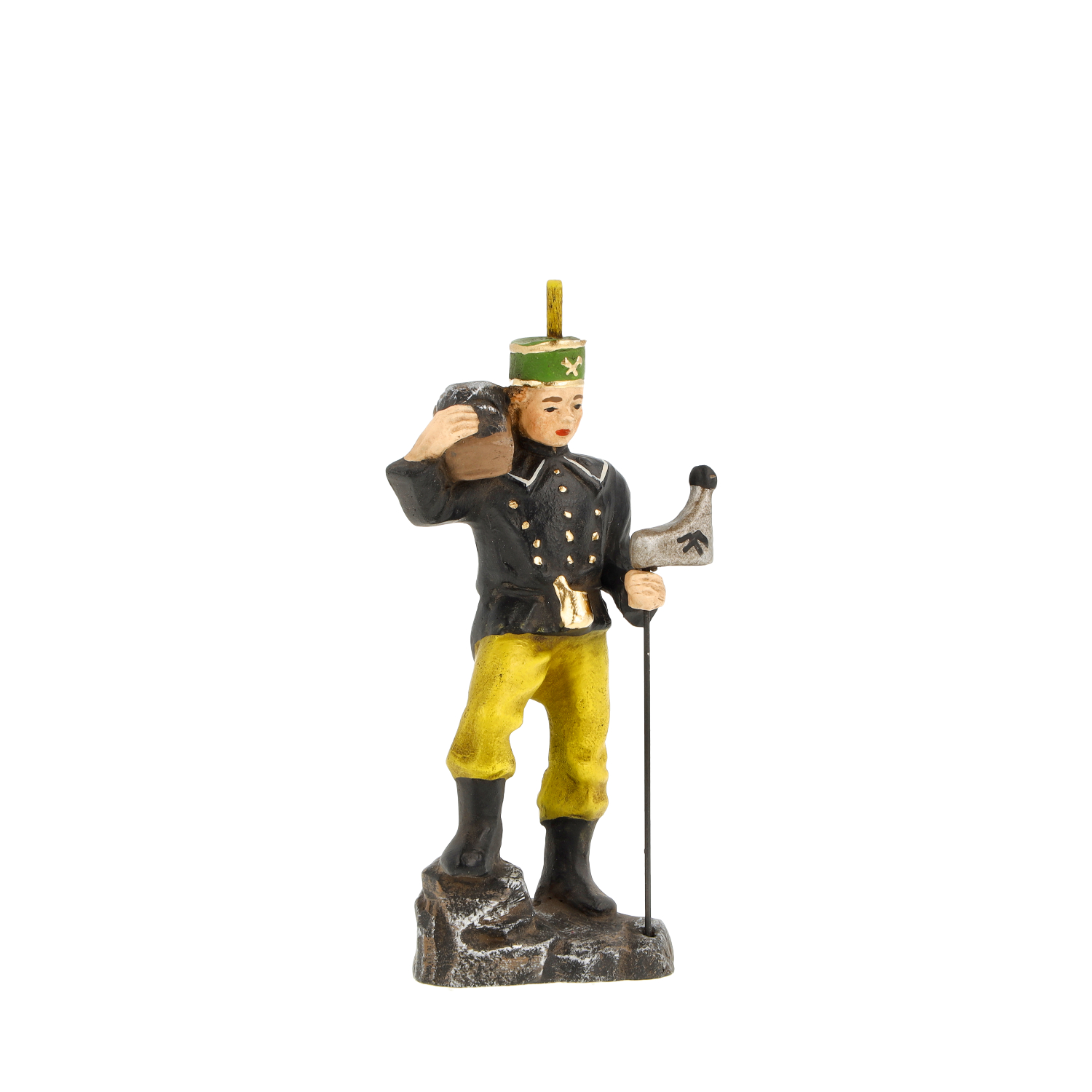 Handbemalte Erzgebirge Bergmann-Figur mit Fahne