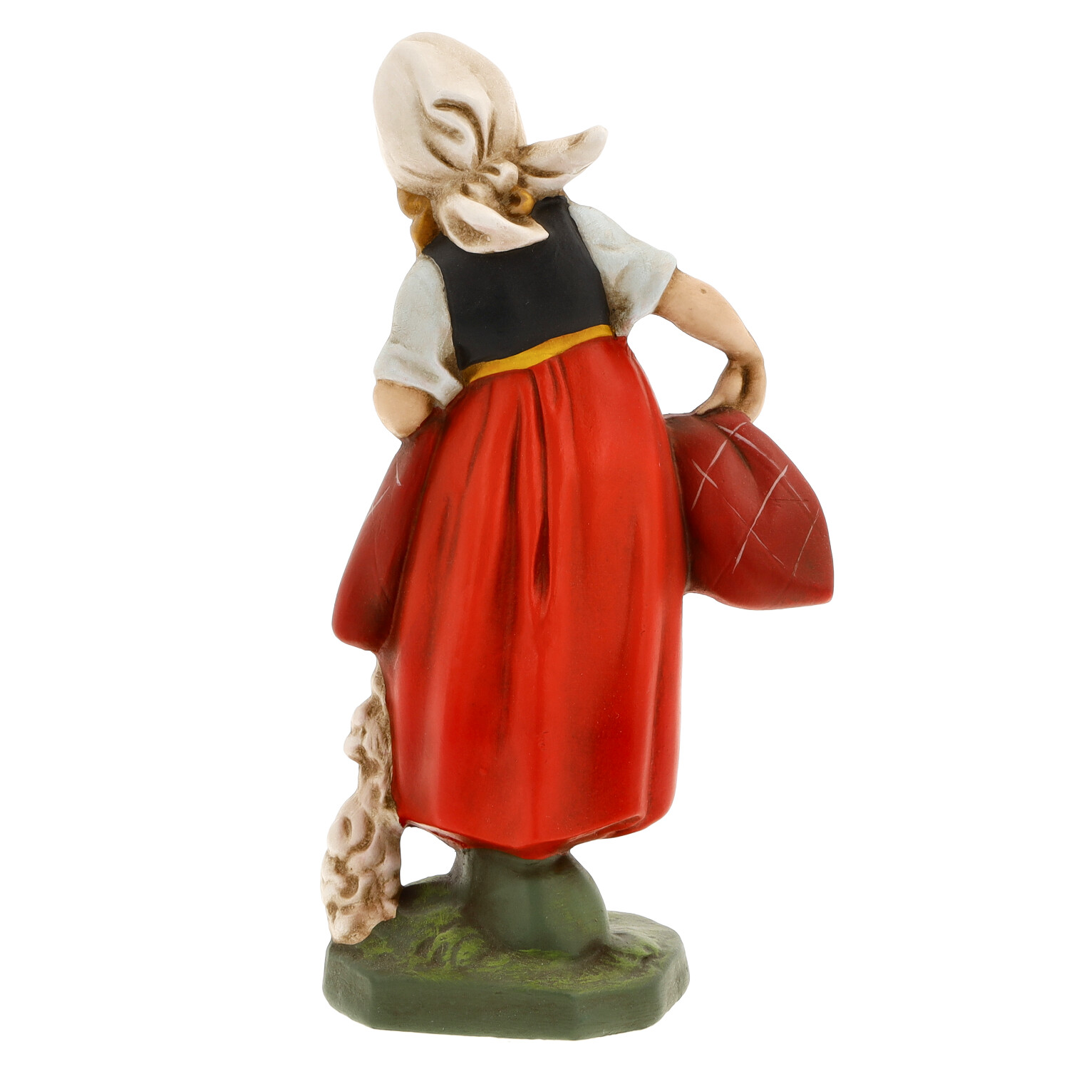 Handbemalte Figur Mädchen in Tracht, Rückansicht