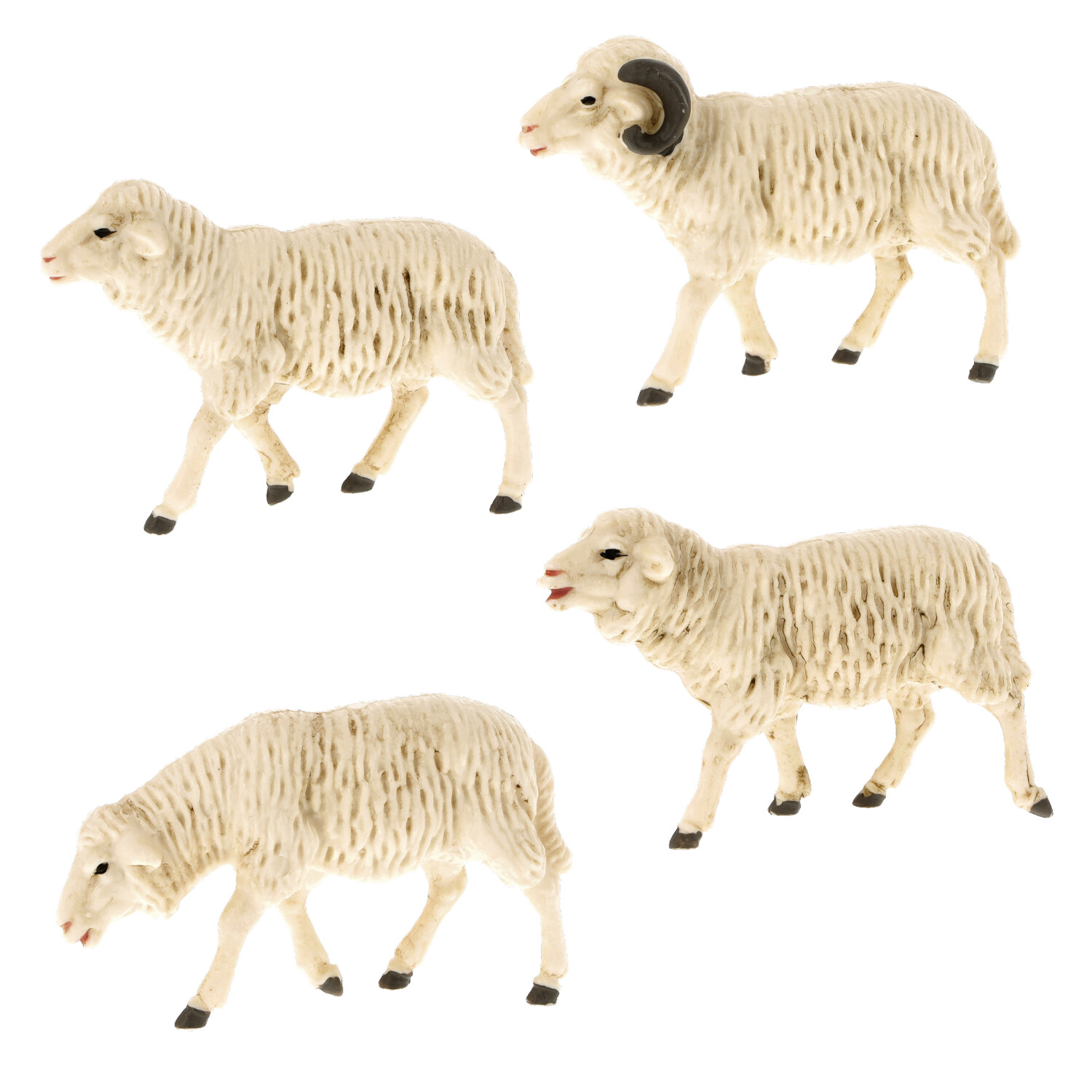 Set mit 4 Schaf-Figuren, Miniaturtiere für Bauernhof