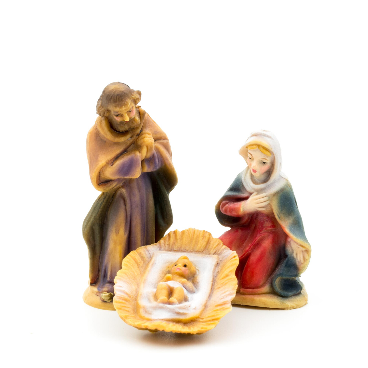 Krippenfiguren Set mit Maria, Josef und dem Jesuskind