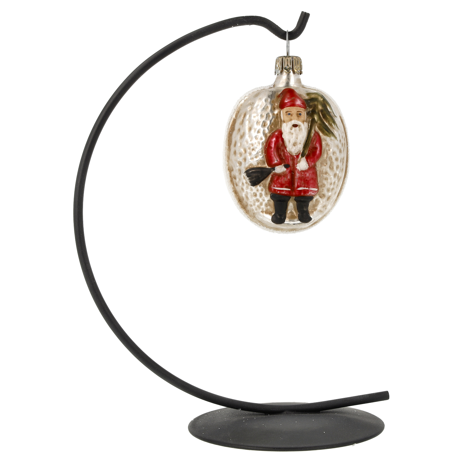 Christbaumschmuck aus Glas mit Nikolaus, Marolin, patiniert