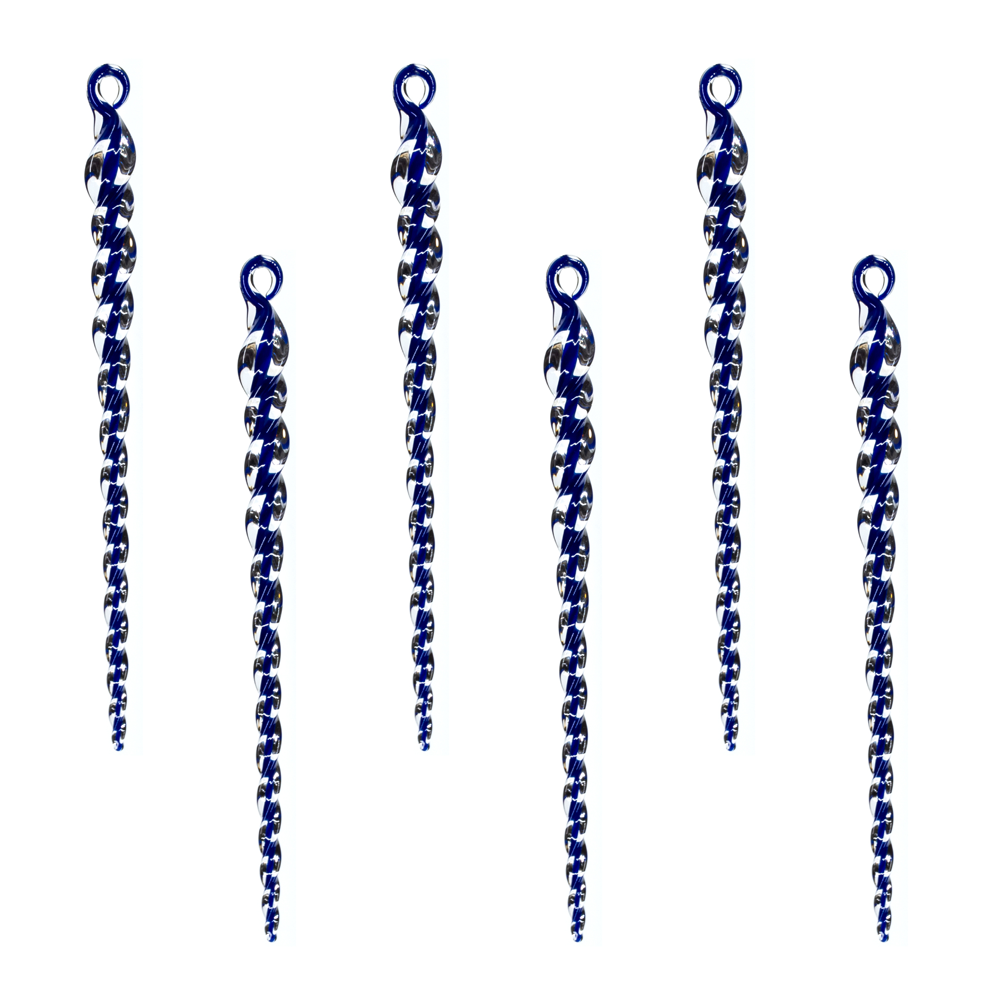 Christbaumschmuck 6 Eiszapfen-Anhänger blau-silber